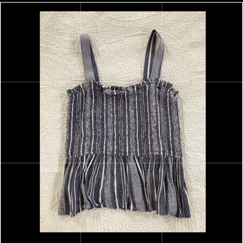 Loft blue and white striped peplum stretch top